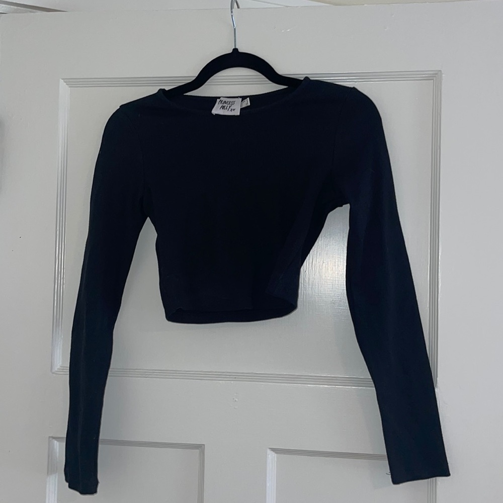 Black Longsleeve Cropped Shirt